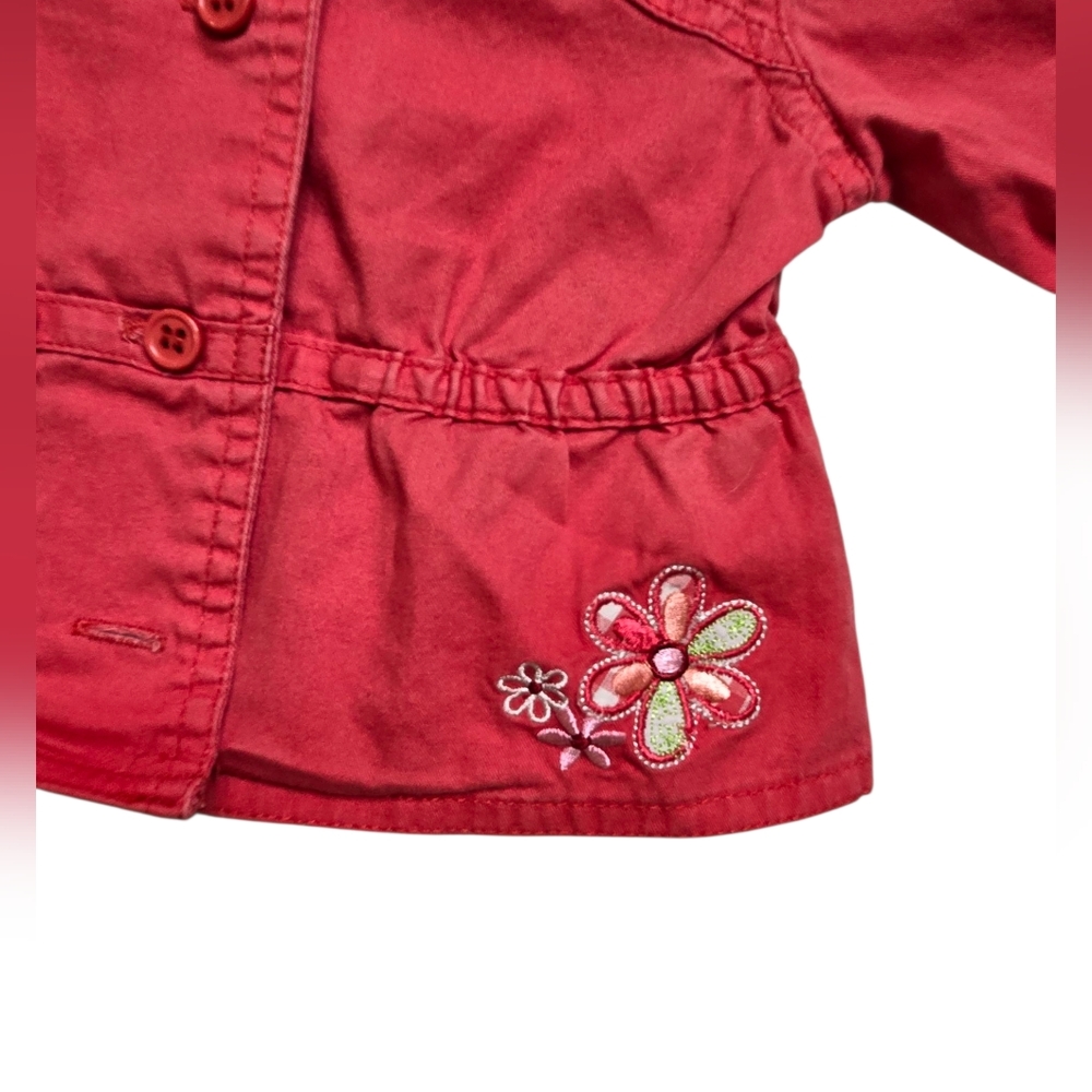 Baby Q Bright Pink Embroidered Cinch Waist Barn Coat 6-9 Months - Picture 2 of 5